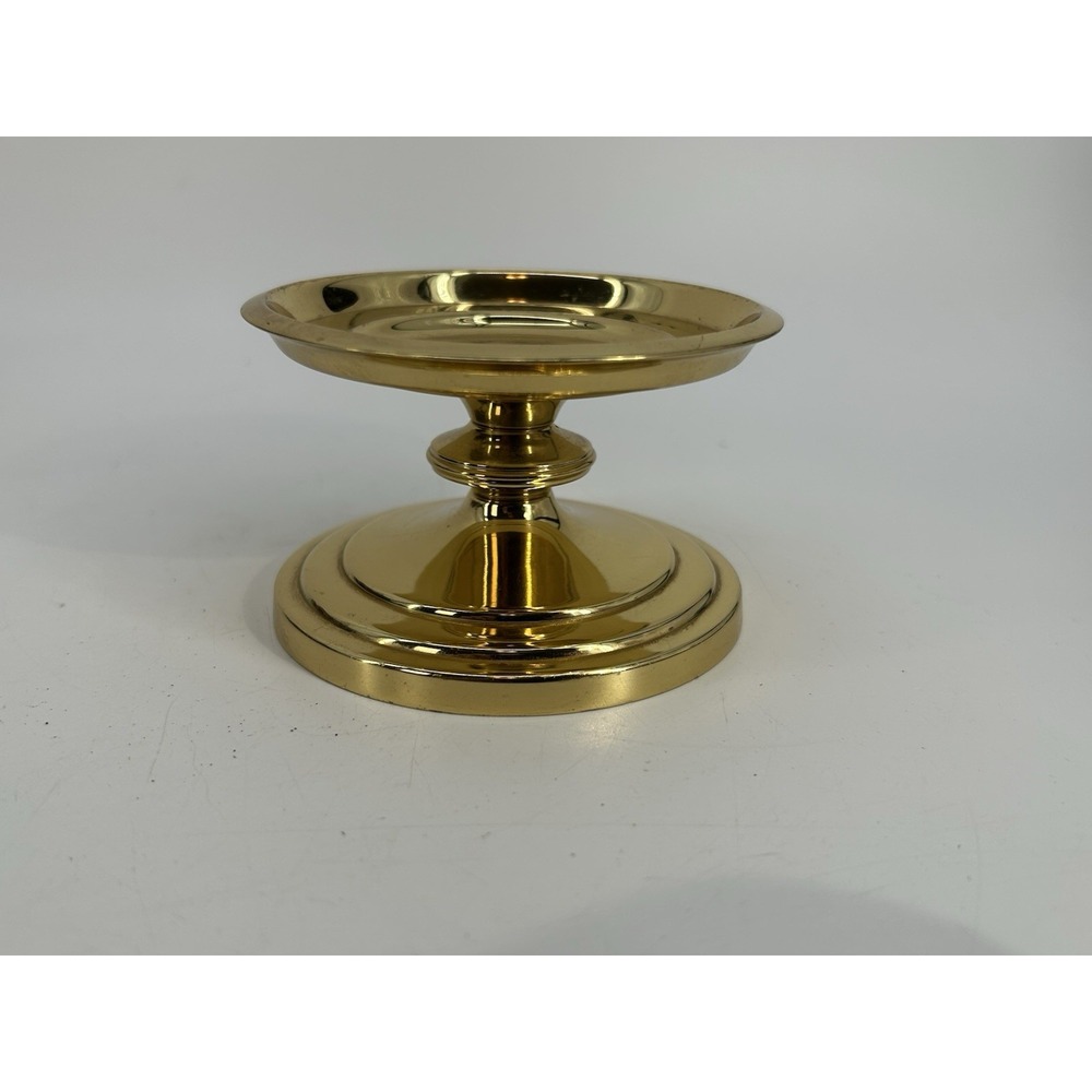 Vintage Polished Brass Pillar Candle Holder 2.25"